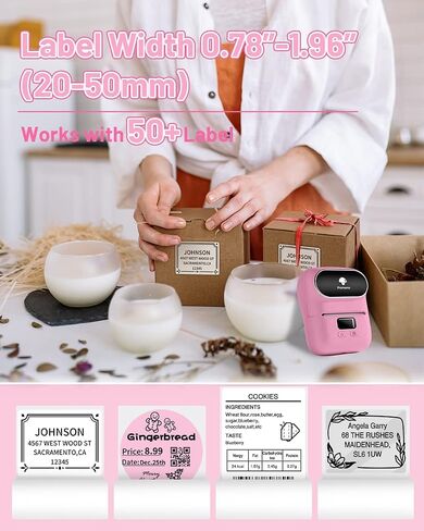 طابعة ملصقات الباركود Memoqueen M110، صانع ملصقات محمول لبطاقة الأسعار والشعار والعنوان والبريد والمنزل والمكتب والشركات الصغيرة، متوافقة مع الهواتف وأجهزة الكمبيوتر الشخصية باللون البرتقالي in Kuwait