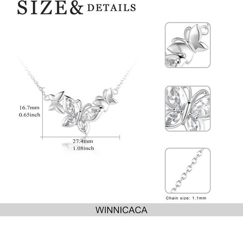 WINNICACA Butterfly Choker Necklace s925 Sterling Silver Birthstone Pendant Necklace Jewelry Gifts for Women Teen Girls Girlfriend Wife Wedding Birthday Christmas gifts in Kuwait