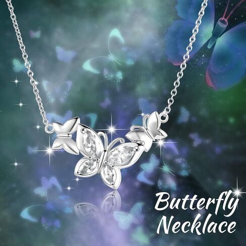 WINNICACA Butterfly Choker Necklace s925 Sterling Silver Birthstone Pendant Necklace Jewelry Gifts for Women Teen Girls Girlfriend Wife Wedding Birthday Christmas gifts in Kuwait