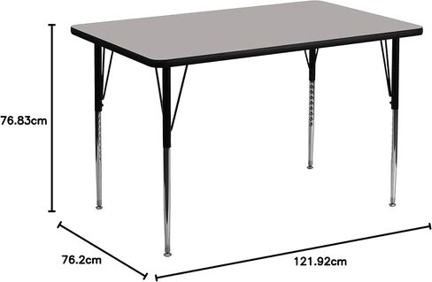 طاولة أنشطة مستطيلة الشكل باللون الرمادي HP مقاس 30 بوصة عرض × 48 بوصة طول من Flash Furniture - أرجل قابلة للتعديل بارتفاع قياسي in Saudi Arabia