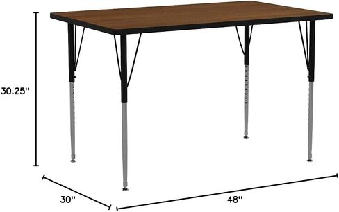 طاولة أنشطة مستطيلة الشكل باللون الرمادي HP مقاس 30 بوصة عرض × 48 بوصة طول من Flash Furniture - أرجل قابلة للتعديل بارتفاع قياسي in Saudi Arabia