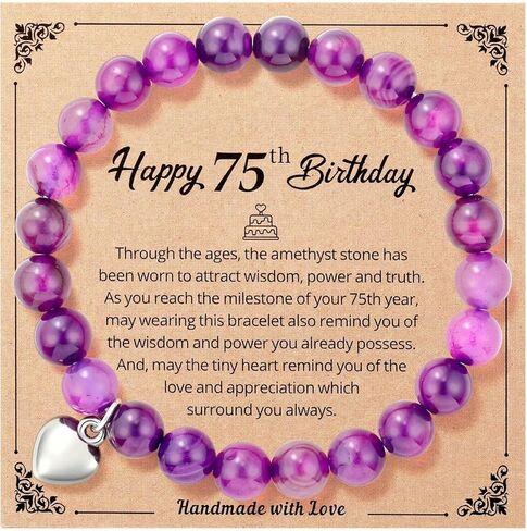 Ralukiia 30th/40th/50th/55th/60th/65th/70th/75th/80th/90th Birthday Gifts for Her, Bead Bracelet for Women with Meaningful Message Card & Gift Box in Kuwait