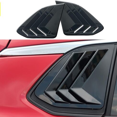 Bright Black Rear Side Window Louvers Air Vent Scoop Sun Shade Shutter Panel Cover Auto Exterior Decoration Trim Accessories for Toyota Corolla 2020-2024 in Saudi Arabia
