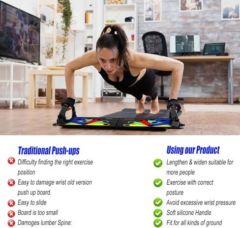 Push Up Board for Men & Women, Portable Foldable Multi-Function Push Up Bar, Chest Muscle Exercise Professional Homeworkout Equipment System Fitness Strength Training Equipment in Kuwait