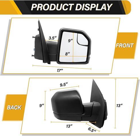 مجموعة مرآة الرؤية الخلفية الأمامية ذات 3 دبابيس متوافقة مع Ford F-150 2015-2020، مع زجاج الطاقة، بدون حرارة، بدون طاقة قابلة للطي، بدون ضوء إشارة، يحل محل FL3Z17683AK، جانب السائق الأيسر in Kuwait