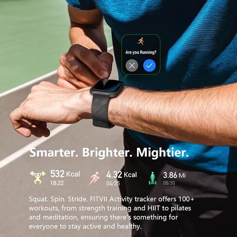 FITVII Health & Fitness Tracker 2024 (Answer/Make Calls), Smart Watch with 24/7 Heart Rate and Blood Pressure, Sleep Tracking, Blood Oxygen Monitor, 120+ Sport Mode Waterproof Activity Tracker in Saudi Arabia