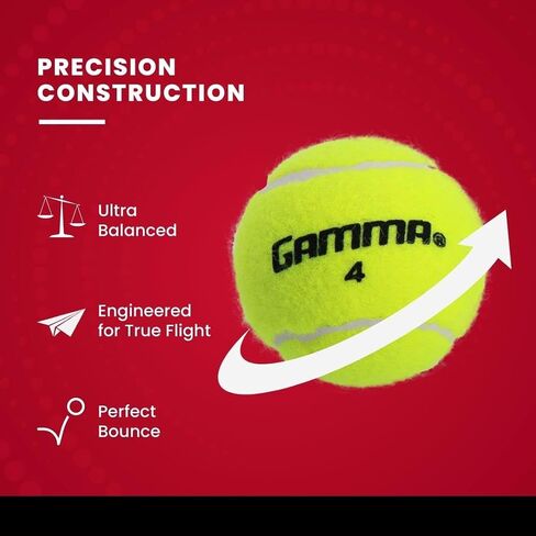 GAMMA Sports 4-ball Can, Pressurized Tennis Balls, Professional, Recreational, Practice, Tournament, Outdoor/Indoor, Increased Durability, Enhanced Visibility in Saudi Arabia