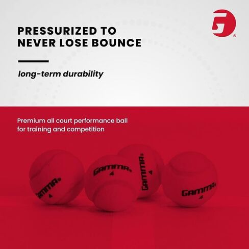 GAMMA Sports 4-ball Can, Pressurized Tennis Balls, Professional, Recreational, Practice, Tournament, Outdoor/Indoor, Increased Durability, Enhanced Visibility in Saudi Arabia