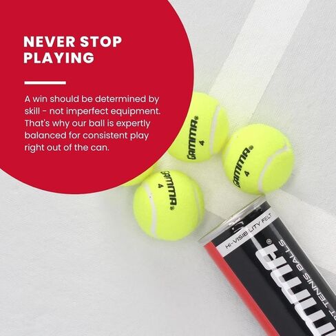 GAMMA Sports 4-ball Can, Pressurized Tennis Balls, Professional, Recreational, Practice, Tournament, Outdoor/Indoor, Increased Durability, Enhanced Visibility in Saudi Arabia