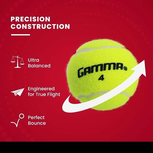 GAMMA Sports 4-ball Can, Pressurized Tennis Balls, Professional, Recreational, Practice, Tournament, Outdoor/Indoor, Increased Durability, Enhanced Visibility in Saudi Arabia