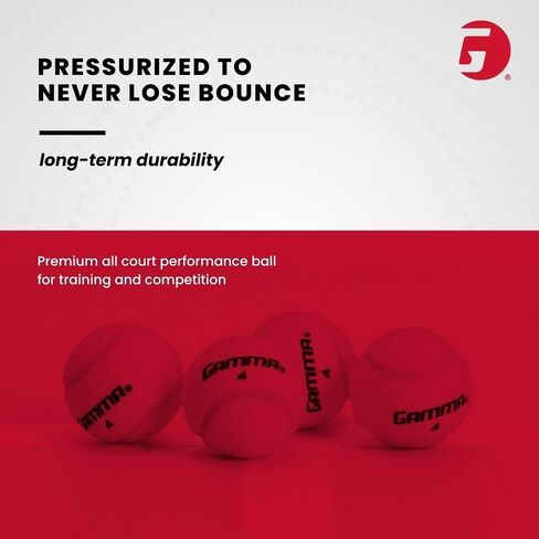 GAMMA Sports 4-ball Can, Pressurized Tennis Balls, Professional, Recreational, Practice, Tournament, Outdoor/Indoor, Increased Durability, Enhanced Visibility in Saudi Arabia
