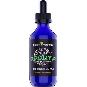 The Food Movement Black Earth Zeolite with Humic Fulvic Acids, Trace Minerals for Gut Health, Immune Support - 2oz Liquid Drops Supplement