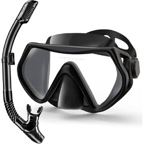 Snorkeling Gear for Adults, Dry-Top Snorkel Set Scuba Diving mask, 180°Panoramic Wide View Professional Snorkeling Gear Breathing Freely Snorkel Mask