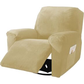 NORTHERN BROTHERS Oversized Recliner Chair Covers, Large Recliner Couch Covers, Lazy Boy Velvet Chair Covers, Sofa Cover 1 Seater XL, Beige