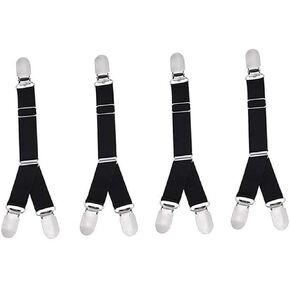 UPSTORE 4PCS Elastic Garter Belts Duckbill Buckle Non-Slip Stocking Clip Socks Fasten Suspender Shirts Stay Holder