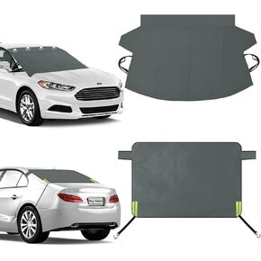 Big Hippo Car Front Windshield Snow Cover and Rear Window Snow Cover 600D Oxford Front Rear Windshield Cover for Ice and Snow Windshield Snow Cover Car Back Window Cover for Sedan SUV,Blue