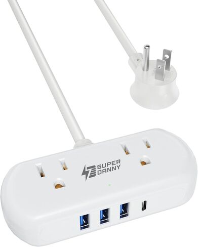 SUPERDANNY Mini Surge Protector, 2 Wide-Spaced Outlets Power Strip with USB in Saudi Arabia