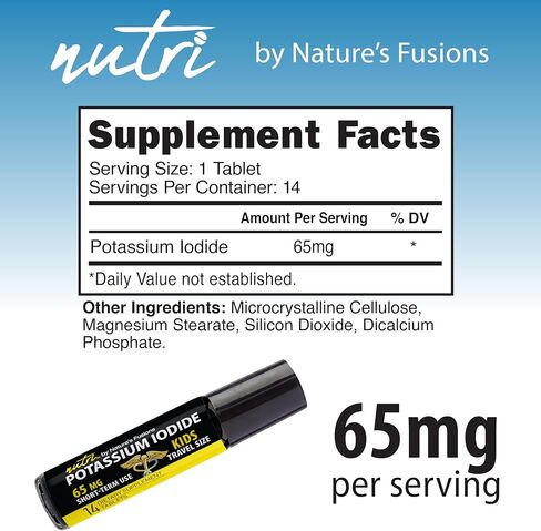 أقراص نوتري يوديد البوتاسيوم 65 ملغ - حجم السفر للأطفال 14 قرص حبوب يوديد البوتاسيوم - أقراص يوديد البوتاسيوم الواقية للغدة الدرقية 65 ملغ - حبوب يودو ناسينتي كي (14 قرص) in Kuwait