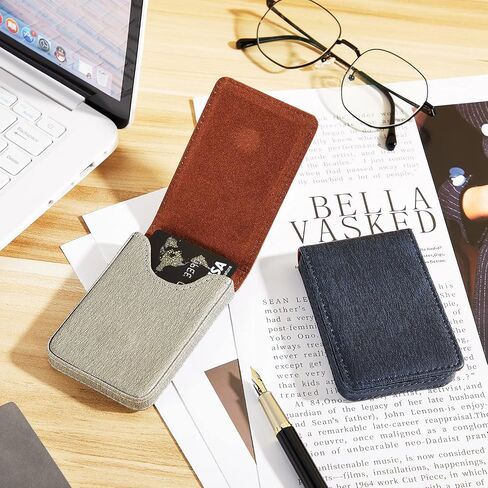 Outus 4 Pieces Business Card Case RFID Blocking Wallet Credit Card Holder Minimalist PU Leather Slim Flip Name Card Wallet with Magnetic Shut for Men Women (Simple Colors) in Saudi Arabia