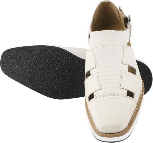 LIBERTYZENO Mens Fisherman Closed Toe Sandals Crocodile Print Genuine Leather Buckle Closure Casual Dress Shoes in Kuwait