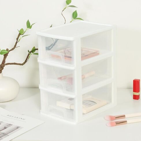 Desktop 3 Drawer Organzier, Pink Plastic Small Drawer Organizer, Desktop Organizer for Office Home and Bathroom in Kuwait