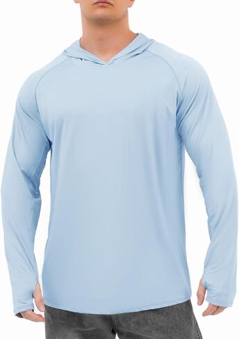 قمصان Pathome للرجال بأكمام طويلة: قميص رجالي بغطاء للرأس بعامل حماية من أشعة الشمس 50+ وعامل حماية من الشمس SPF/الأشعة فوق البنفسجية مناسب للجفاف والمشي لمسافات طويلة والسباحة وصيد الأسماك in Kuwait