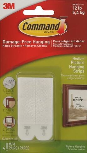 Command White 12 lb Picture Hanging Strips, Decorate Damage-Free, Indoor Use (17201-4PK-ES) in Saudi Arabia