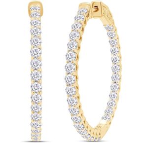 SAVEARTH DIAMONDS 3 Carat Lab Created Moissanite Inside Out Hoop Earrings for Women in 925 Sterling Silver (G-H Color, VVS1 Clarity) Fine Jewelry for Women Girls, Gift Box Included