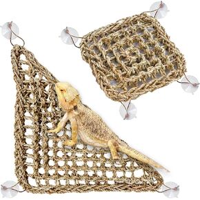 PIVBY Bearded Dragon Hammock Reptile Lounger Hermit Crab Climbing Toys Tank Accessories for Habitats Pack of 2