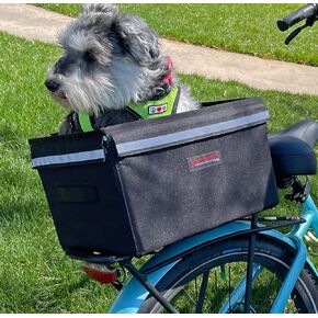 Bushwhacker Portland - Bike Rack Dog, Grocery and Goods Carrier - Bicycle Pannier Crate Cycling Basket Trunk Bag Rear Bed Storage Leash Carry Cargo Pet Commuter Behind Seat Accessories Items Ebike