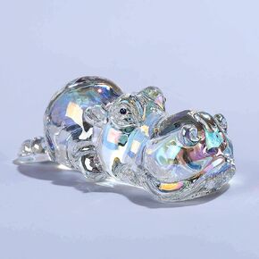 Qianwei AB COLOR Crystal Hippopotamus Gifts for Women - Handmade Hippopotamus Glass Animals Hippo Gifts Collectible Figurines Crystal Office Desk Table Home Decor Paperweight