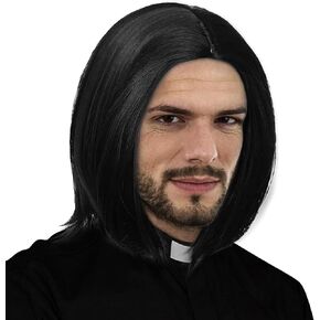 Ebingoo White Judge Wig + Glasses + Wig Cap Judge Colonial Wig Adult Judge Costume Accessories White Lawyer Wig for Men Halloween Party Costume Cosplay