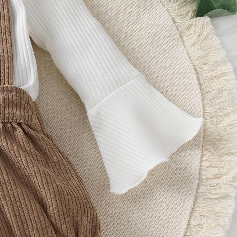 Tiny Cutey Newborn Baby Girl Clothes Bell Sleeve Romper and Corduroy Overalls Shorts Infant Girl Fall Outfits in Kuwait