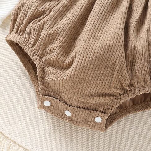 Tiny Cutey Newborn Baby Girl Clothes Bell Sleeve Romper and Corduroy Overalls Shorts Infant Girl Fall Outfits in Kuwait