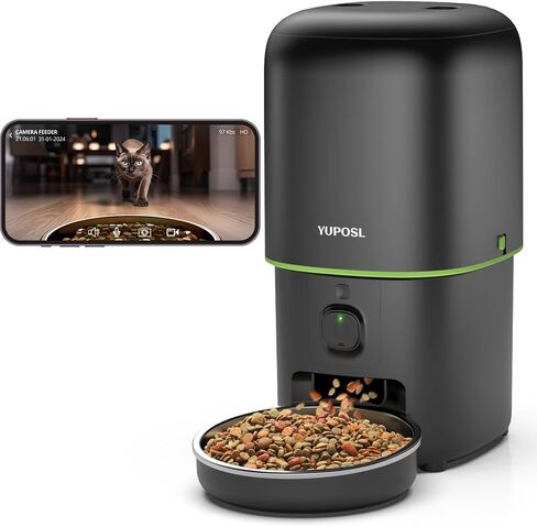 Yuposl Automatic Cat Feeders with Camera - 5G WiFi App Control 1080 HD Video with Night Vision, 2-Way Audio 16cup/136oz Cat Food Dispenser Easy to Use and Clean, Timed Pet Feeder Also for Dogs in Saudi Arabia