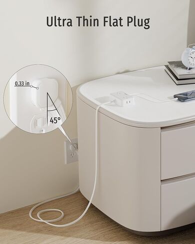 HOPOW Flat Plug Extension Cord, 4AC&2A2C, 6 FT Power Strip for Travel in Kuwait