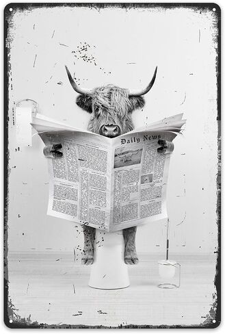 Funny Deer Metal Tin Sign - Perfect Black and White Bathroom Decor for Toilet Walls - 8x12 Inch in Saudi Arabia