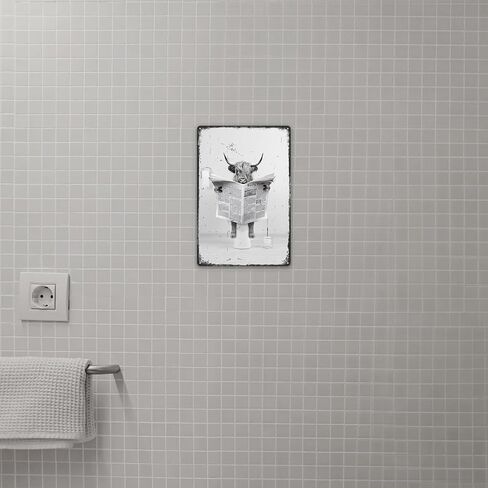 Funny Deer Metal Tin Sign - Perfect Black and White Bathroom Decor for Toilet Walls - 8x12 Inch in Saudi Arabia