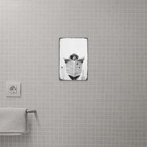 Funny Deer Metal Tin Sign - Perfect Black and White Bathroom Decor for Toilet Walls - 8x12 Inch in Saudi Arabia