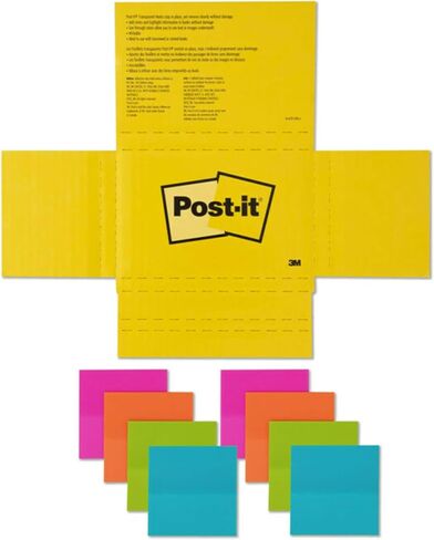 Post-it Transparent Notes, Clear Sticky Notes to Markup Textbooks and Planners Safely, Minimalist Aesthetic School Supplies for College Students, Stationery Artists, and More, 3x3 in, 12 Pads in Saudi Arabia