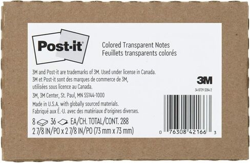 Post-it Transparent Notes, Clear Sticky Notes to Markup Textbooks and Planners Safely, Minimalist Aesthetic School Supplies for College Students, Stationery Artists, and More, 3x3 in, 12 Pads in Saudi Arabia