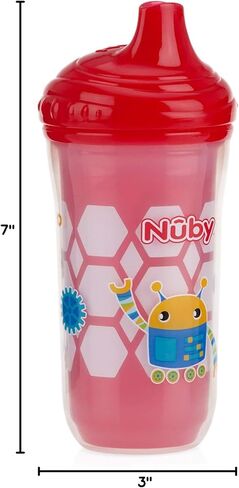 Nuby Plastic Insulated No Spill Easy Sip Cup with Vari-Flo Valve Hard Spout, Boy, 9 Oz, 3 Count in Saudi Arabia
