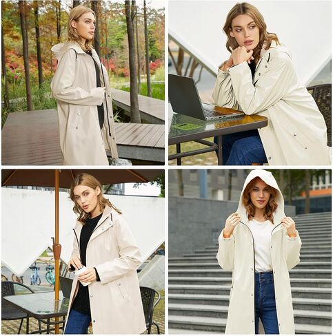 UNIQUEBELLA Women Long Trench Coat Single-Breasted Windproof Classic Overcoat Belted Slim Outerwear Coat with Belt & Hood in Kuwait