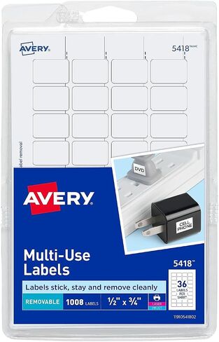 Avery 05418 Removable Multi-Use Labels, 1/2-Inch x 3/4-Inch , White, 1008 Labels/Pack in Saudi Arabia