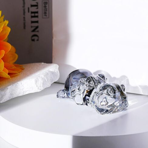 Qianwei رمادي كريستال فرس النهر الهدايا للنساء - اليدوية فرس النهر الزجاج الحيوانات فرس النهر التماثيل تحصيل الكريستال مكتب مكتب الجدول ديكور المنزل وزن الورق in Kuwait