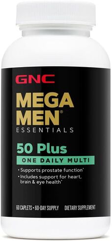 GNC Mega Men 50 Plus One Daily Multivitamin | Supports Prostate Function | Includes Support for Heart, Brain, & Eye Health | 60 Count in Saudi Arabia