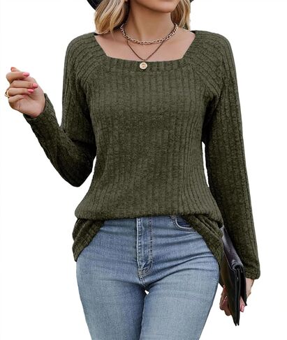 DILIUXING 2023 سترة نسائية طويلة الأكمام ناعمة ومريحة غير رسمية لطيفة بلايز بلوزات فضفاضة أساسية in Kuwait