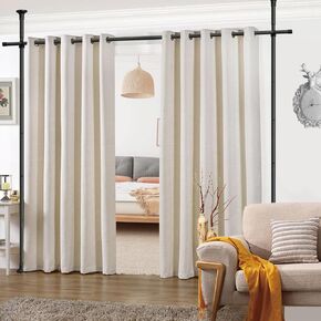 FLY HAWK Room divider curtain rod，No drilling Anywhere Expandable Room Divider, Tension Curtain Rod, Damage Free, maximum extension 70 to 125 inch Silver