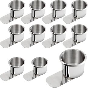 Leyndo 10 Pieces Jumbo Slide Under Stainless Steel Cup Holder Poker Table Cup Holders Slide in Cup Holders for Casino Poker Table, Work Desk and Boats, RV Cars Trucks