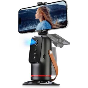 Auto Tracking Phone Holder,360° Rotation Phone Camera Mount Smart Shooting Phone Tracking Holder with Remote Selfie Stick for iPhone Android Stabilizer Shooting Live,No App,Rechargeable